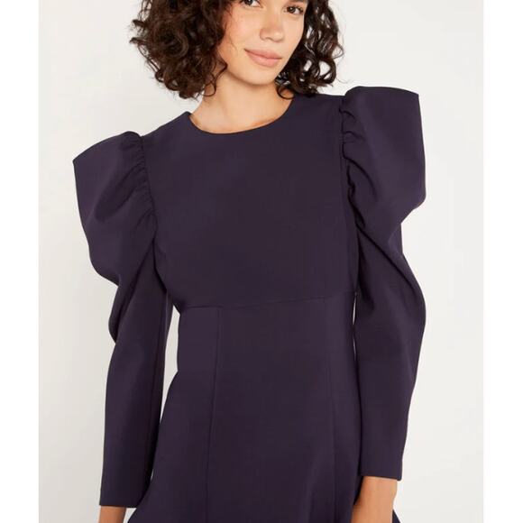 NWT Likely Alia Long Puff Sleeve Mini Dress Puffy sz 14 Navy Blue $248 Women's - Picture 5 of 16